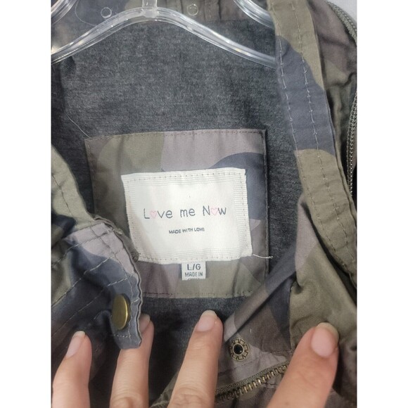 love me now womens camo print jacket size large pockets military style - Picture 3 of 10